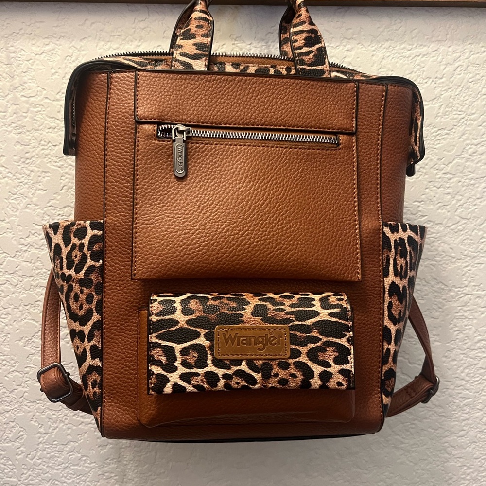 Wrangler Brown Leopard Accent Women's Backpack